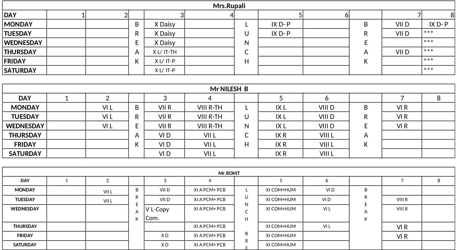 Time Table 2025-26