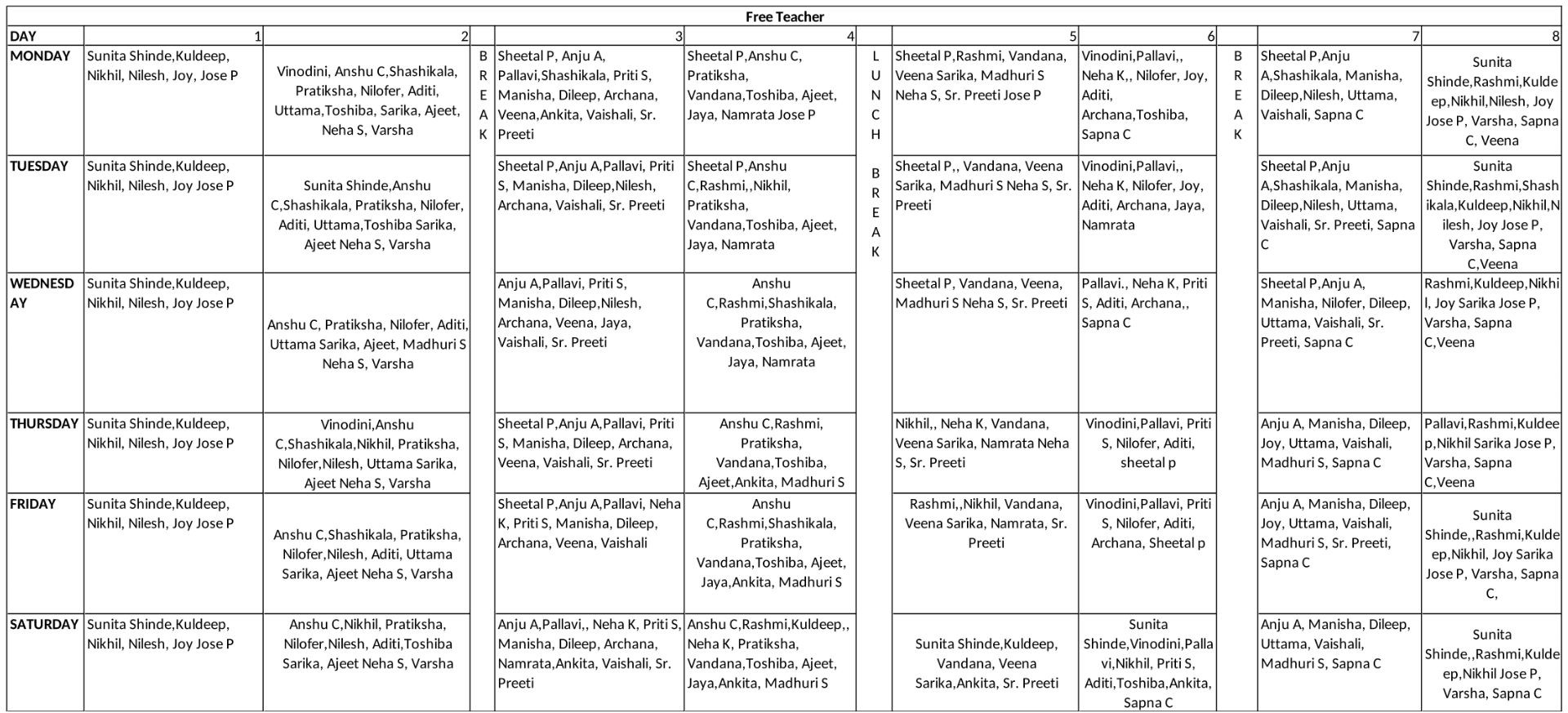 Time Table 2025-26