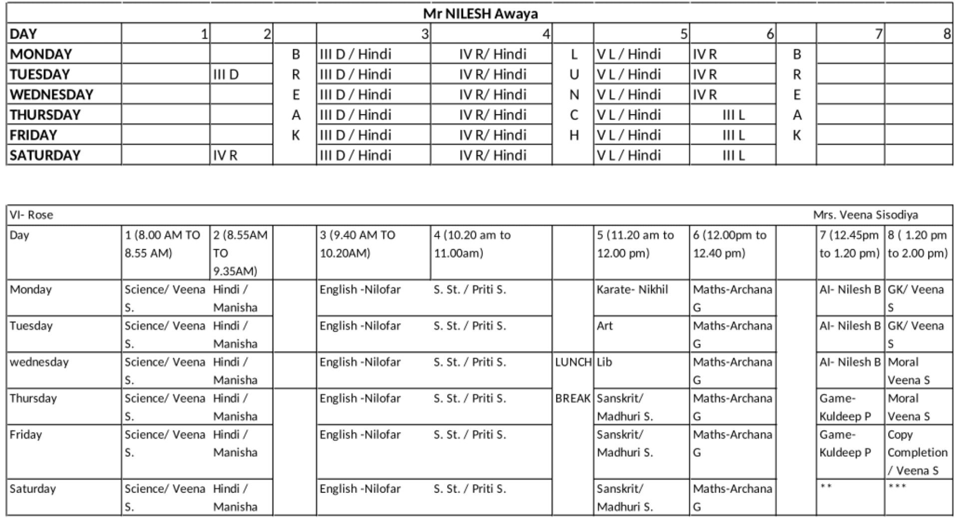 Time Table 2025-26
