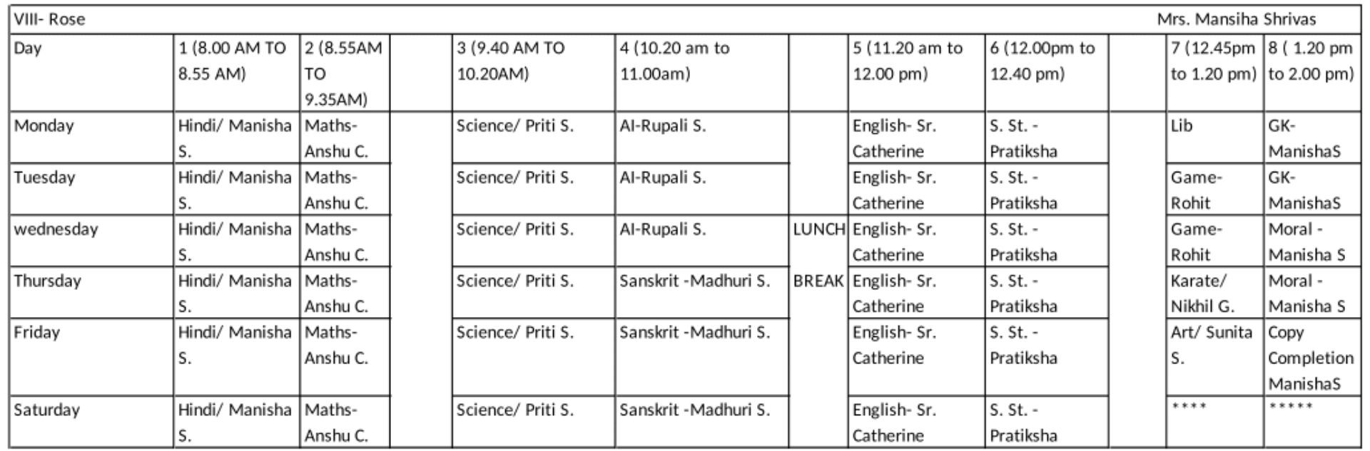 Time Table 2025-26