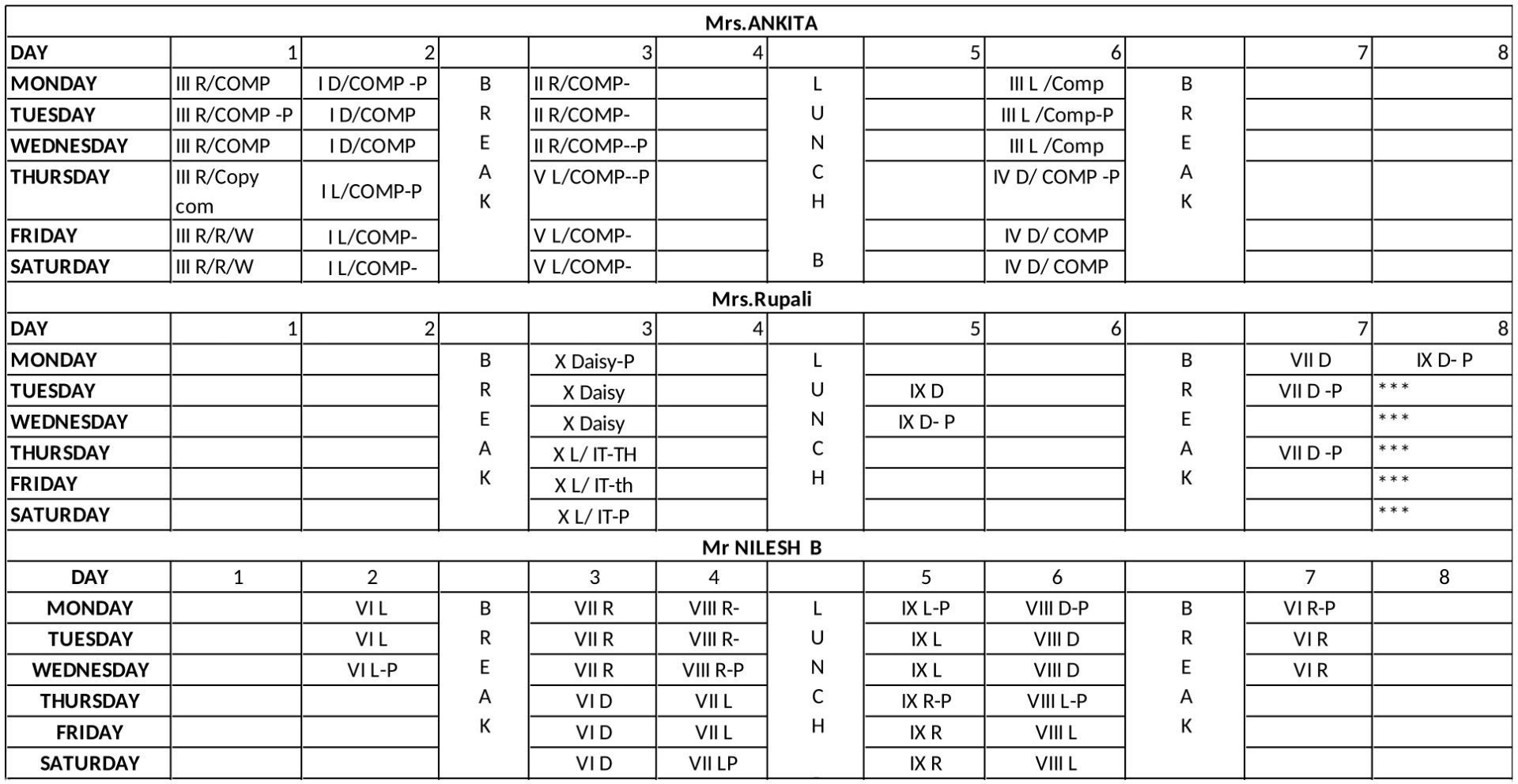 Time Table 2025-26